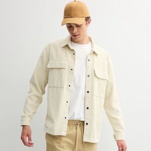 Trinity Coast Mens Corduroy Shirt Jacket Birch Cream XL Overshirt preppy